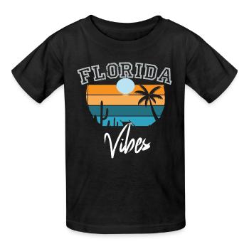 florida vibes Retro Florida - Kids T-Shirt by Russell - black - Front - AI Model Kid Male (0cm)