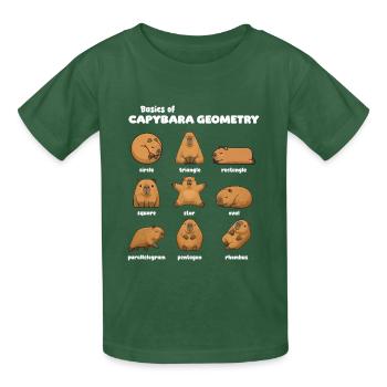 Bases de la géométrie de capybara Funnier - T-shirts Russell Enfant - vert bouteille - Devant - AI Model Kid Male (0cm)