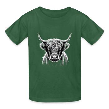 Highland cattle - Kids T-Shirt by Russell - bottle green - Front - AI Model Kid Male (0cm)