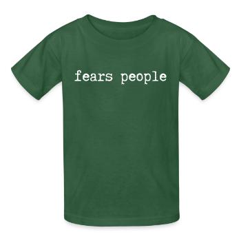 fears people - Kinder T-Shirt von Russell - Flaschengrün - Vorne - AI Model Kid Male (0cm)