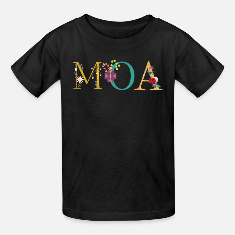 Nom du MOA décoré de fleurs - T-shirts Russell Enfant - noir