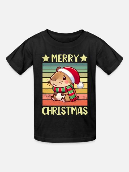 Capybara Weihnachten - Kinder T-Shirt von Russell - Schwarz