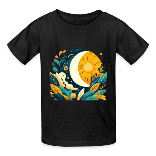 Mond, Sonne und Blumen - Kinder T-Shirt von Russell