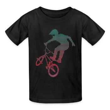 BMX Cascades Bike Tricks Vélo pixelisé BMX - T-shirts Russell Enfant - noir - Devant - AI Model Kid Male (0cm)