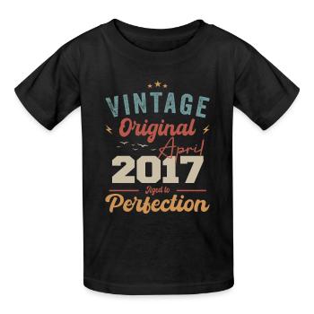 Vintage Geboren im April 2017 Geburtstagsgeschenk - Kinder T-Shirt von Russell - Schwarz - Vorne - AI Model Kid Male (0cm)