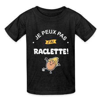 Je peux pas j ai Raclette - T-shirts Russell Enfant - noir - Devant - AI Model Kid Male (0cm)