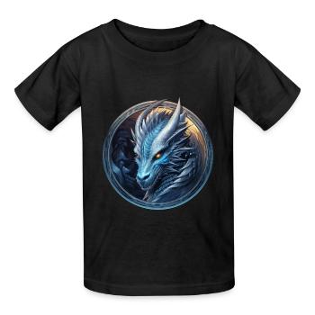 Krafttier Drache Stärke Schutz Drachenherz Magie - Kinder T-Shirt von Russell - Schwarz - Vorne - AI Model Kid Male (0cm)