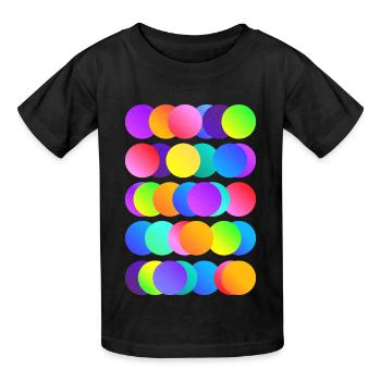 Felgekleurde cirkels - Kinderen T-shirt - zwart - Voor - AI Model Kid Male (0cm)