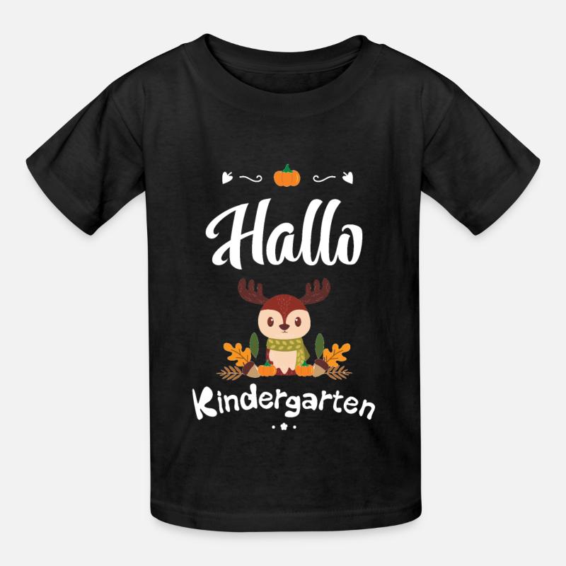 süßes Elch Design mit Herbstmotiven - Kinder T-Shirt von Russell - Schwarz