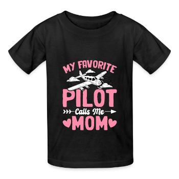 Mein Lieblingspilot nennt mich Mama - Kinder T-Shirt von Russell - Schwarz - Vorne - AI Model Kid Male (0cm)