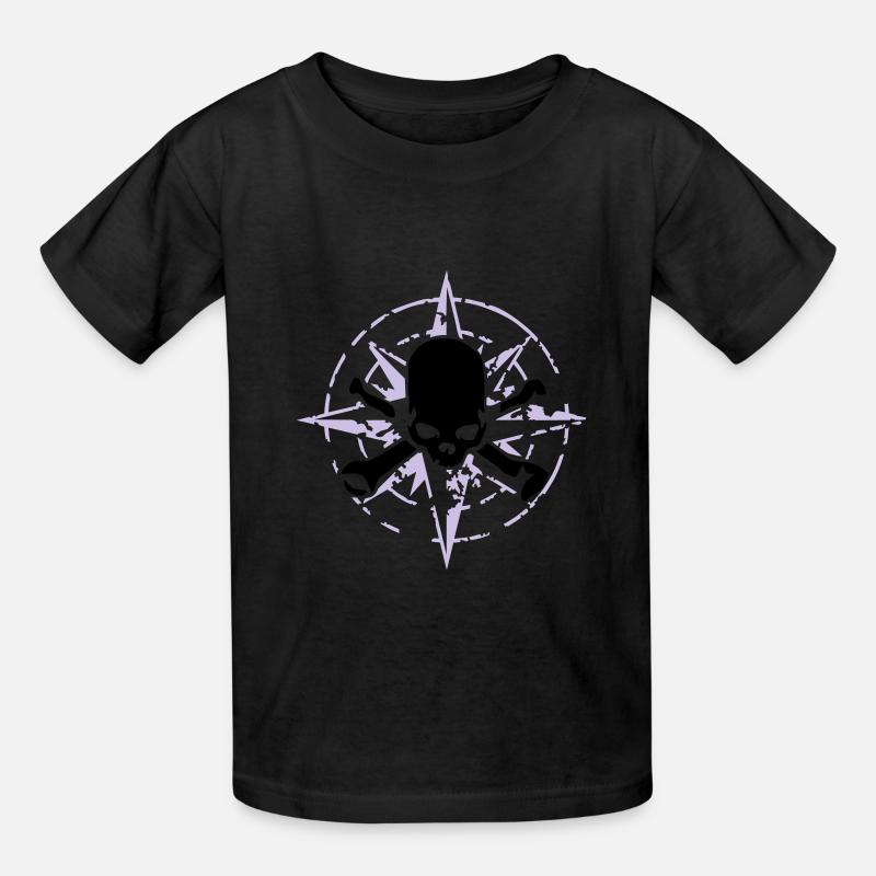 windrose_skull_02_b_2c - T-shirts Russell Enfant - noir