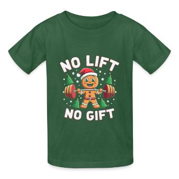 No Lift No Gift - Bodybuilder Gingerbread Man - Kids T-Shirt by Russell - bottle green - Front - AI Model Kid Male (0cm)