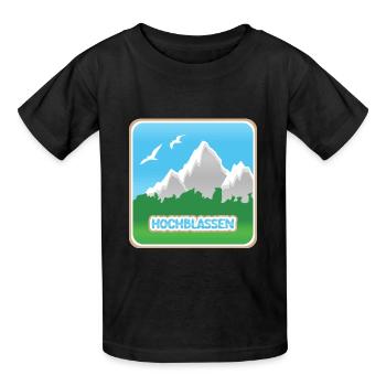 Hochblassen als Bergsport - Kinder T-Shirt von Russell - Schwarz - Vorne - AI Model Kid Male (0cm)
