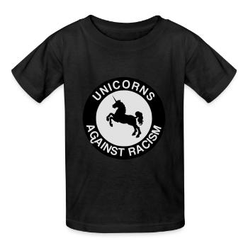 Unicorns Against Racism - Kinder T-Shirt von Russell - Schwarz - Vorne - AI Model Kid Male (0cm)