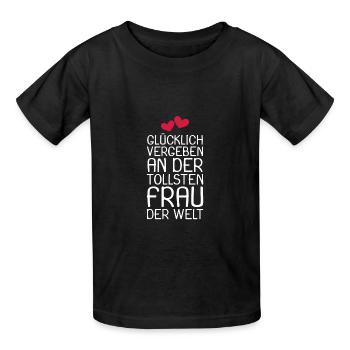 Glücklich vergeben - Kinder T-Shirt von Russell - Schwarz - Vorne - AI Model Kid Male (0cm)