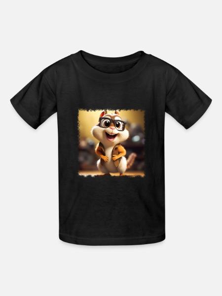 lustiges Streifenhörnchen - Kinder T-Shirt von Russell - Schwarz