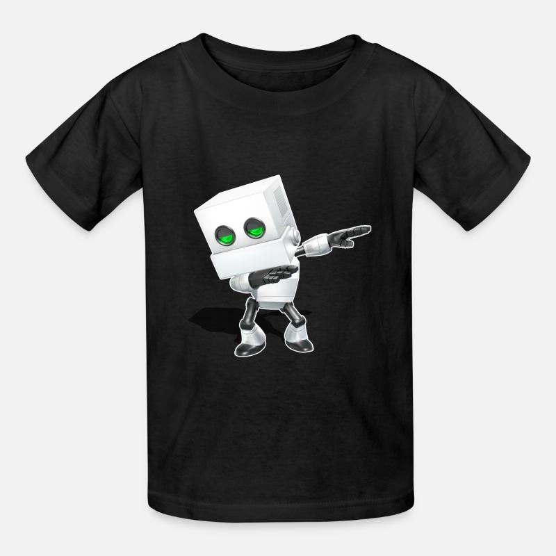 Dabbing Chibi Roboter - Kinder T-Shirt von Russell - Schwarz
