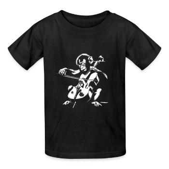 Cello Affen Orchester StreetArt Banksy Style - Kinder T-Shirt von Russell - Schwarz - Vorne - AI Model Kid Male (0cm)