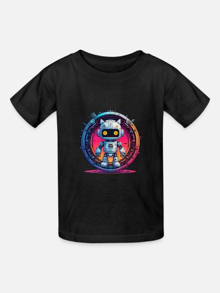 GETRIEBE & ROBOTER - Kinder T-Shirt von Russell - Schwarz