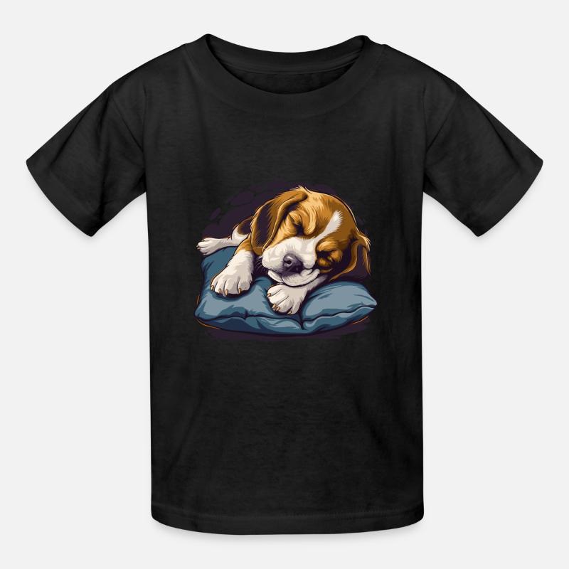 Beagle endormi - T-shirts Russell Enfant - noir