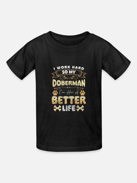 Dobermann Rassehund Schutz Wachschutz - Kinder T-Shirt von Russell - Schwarz