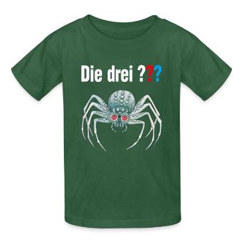Die Drei ??? und die silberne Spinne - Kinder T-Shirt von Russell - Flaschengrün - Vorne - AI Model Kid Male (0cm)