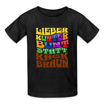 lieber kunterbunt statt kackbraun - Kinder T-Shirt von Russell - Schwarz - Vorne - AI Model Kid Male (0cm)