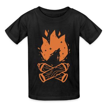 Spraydose Feuer - Wolf - Kinder T-Shirt von Russell - Schwarz - Vorne - AI Model Kid Male (0cm)