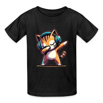Dabbing Katze - Kinder T-Shirt von Russell - Schwarz - Vorne - AI Model Kid Male (0cm)
