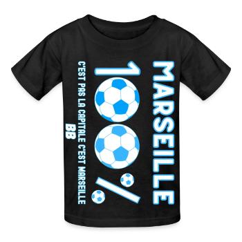 Humour Marseillais Supporter de Marseille - T-shirts Russell Enfant - noir - Devant - AI Model Kid Male (0cm)