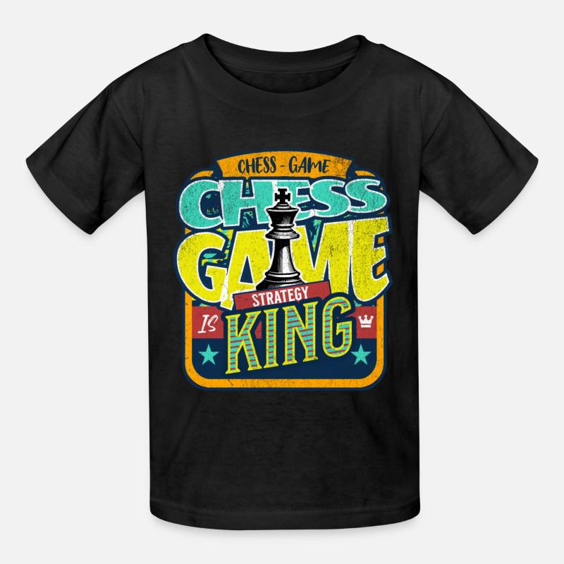 "Chess Game Strategy is King" - Kinder T-Shirt von Russell - Schwarz