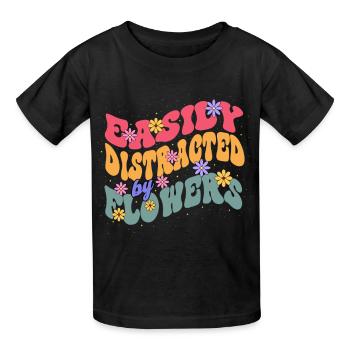 Facilement distrait par les fleurs Bloom floral - T-shirts Russell Enfant - noir - Devant - AI Model Kid Male (0cm)