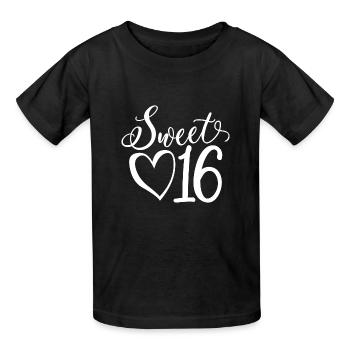 Süßes sechzehn süßes Geschenk zum 16. Geburtstag 16 Jahre alt - Kinder T-Shirt von Russell - Schwarz - Vorne - AI Model Kid Male (0cm)