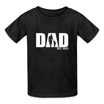 Dad Est. 2023, Dad To Be, Pregnancy Announcement - Kids T-Shirt by Russell - black - Front - AI Model Kid Male (0cm)