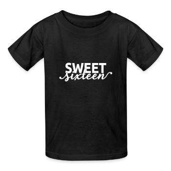 Süßes sechzehn süßes Geschenk zum 16. Geburtstag 16 Jahre alt - Kinder T-Shirt von Russell - Schwarz - Vorne - AI Model Kid Male (0cm)