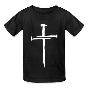 Jesus Kreuz 3 Nägel - Jesus ist Mein Ein und Alles Mein - Kinder T-Shirt von Russell - Schwarz - Vorne - AI Model Kid Male (0cm)