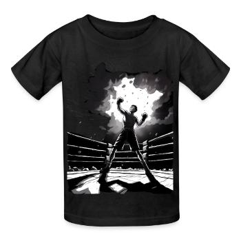 Boxen - Kinder T-Shirt von Russell - Schwarz - Vorne - AI Model Kid Male (0cm)