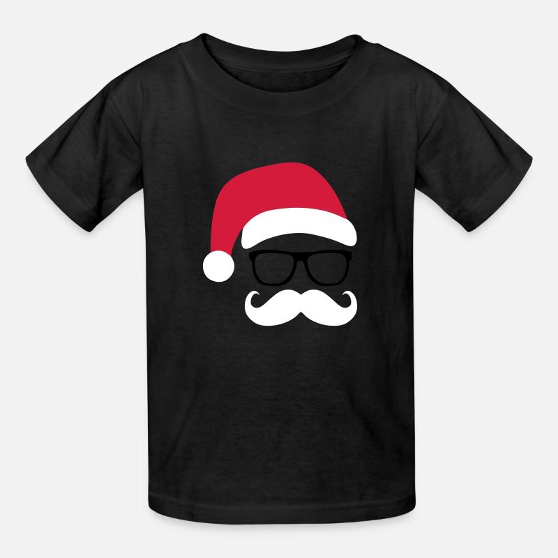 Funny Weihnachtsmann mit Nerd Brille und Mustache - Kinder T-Shirt von Russell - Schwarz