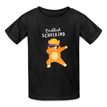 Endlich Schulkind Katze Dab Einschulung - Kinder T-Shirt von Russell - Schwarz - Vorne - AI Model Kid Male (0cm)