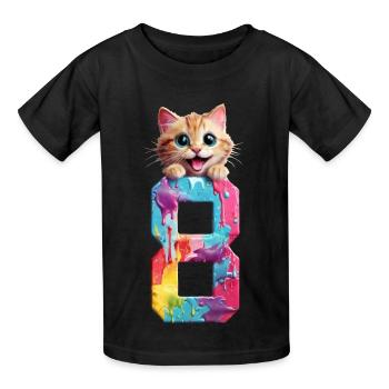 8 JAHRE KATZE 8. GEBURTSTAG - Kinder T-Shirt von Russell - Schwarz - Vorne - AI Model Kid Male (0cm)