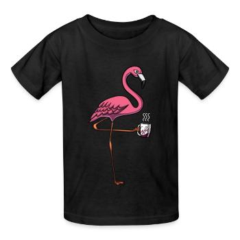 Flamingo Bird Coffee Lover - T-shirts Russell Enfant - noir - Devant - AI Model Kid Male (0cm)