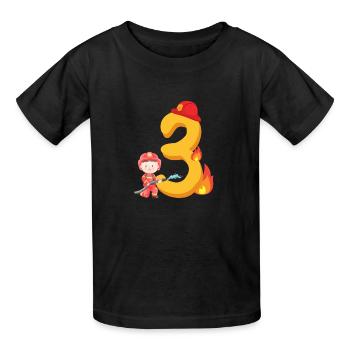 Dritter Geburtstag Feuerwehr Feuerlöschen zum 3. - Kinder T-Shirt von Russell - Schwarz - Vorne - AI Model Kid Male (0cm)