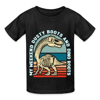 Fossil Hunter My Weekend Dusty Boots Geologist - Kinder T-Shirt von Russell - Schwarz - Vorne - AI Model Kid Male (0cm)