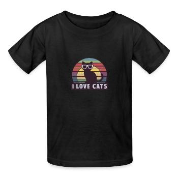 I Love Cats - Kids T-Shirt by Russell - black - Front - AI Model Kid Male (0cm)