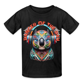 BANGER OF THE DAY – Cute Koala Bear & Headphones! - Kids T-Shirt by Russell - black - Front - AI Model Kid Male (0cm)