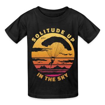 Solitude up in the Sky - Paragliding Spruch - Kids T-Shirt by Russell - black - Front - AI Model Kid Male (0cm)