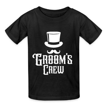 Groom's Crew Top Hat Schnurrbart Herren Junggesellenabschied - Kinder T-Shirt von Russell - Schwarz - Vorne - AI Model Kid Male (0cm)
