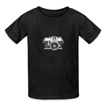 Retro Kamera - Kinder T-Shirt von Russell - Schwarz - Vorne - AI Model Kid Male (0cm)