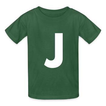 J - Kinder T-Shirt von Russell - Flaschengrün - Vorne - AI Model Kid Male (0cm)