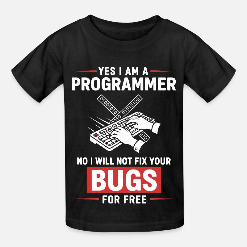 Humour Programmeur Fixe Pas Bugs - T-shirts Russell Enfant - noir